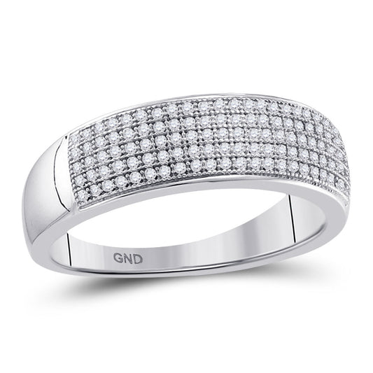 10KT WHITE GOLD MENS ROUND DIAMOND WEDDING BAND RING 1/3 CTTW