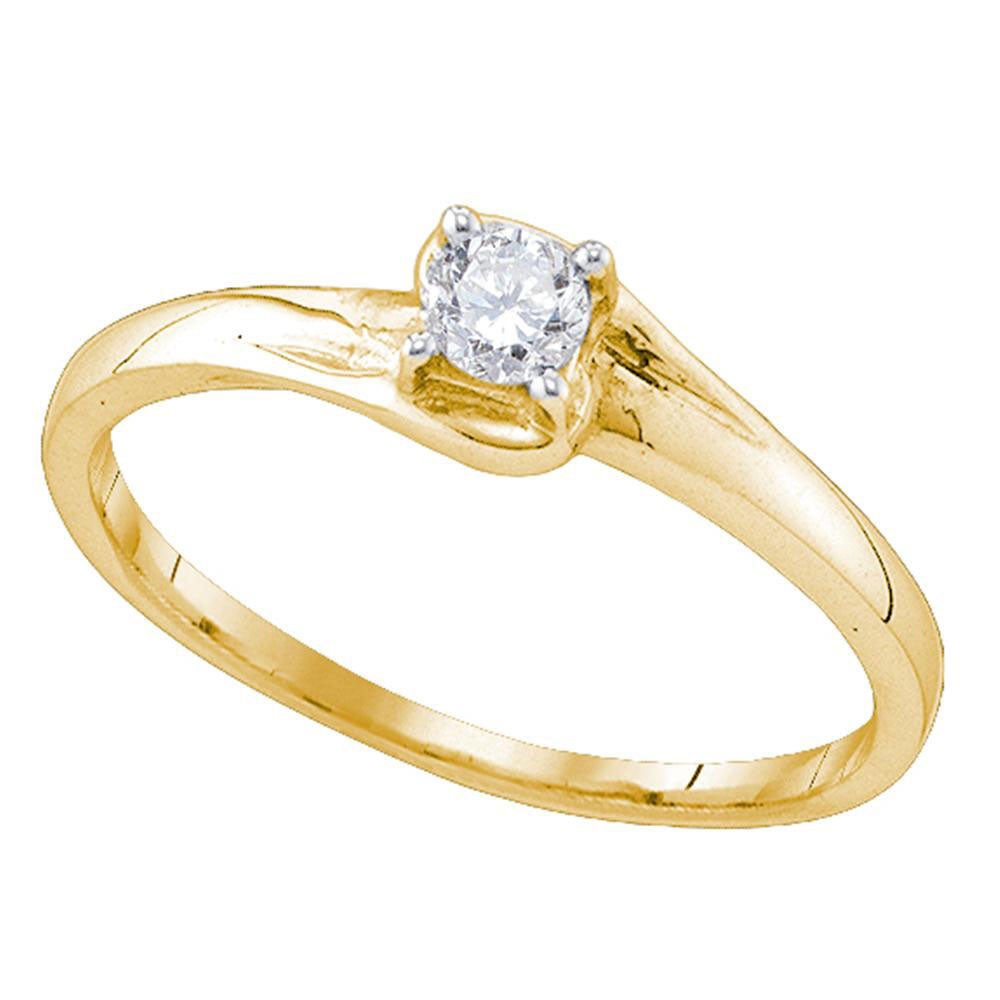 10KT YELLOW GOLD WOMENS ROUND DIAMOND SOLITAIRE PROMISE RING 1/8 CTTW