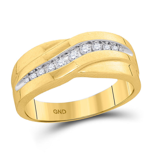 10KT YELLOW GOLD MENS ROUND DIAMOND SINGLE ROW WEDDING BAND RING 1/4 CTTW