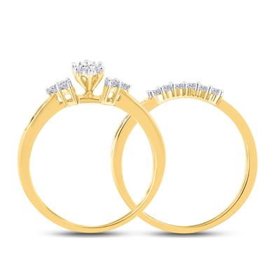 14K YELLOW GOLD MARQUISE DIAMOND BRIDAL WEDDING RING SET 1/2 CTTW (CERTIFIED)