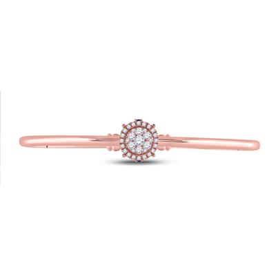 14K ROSE GOLD ROUND DIAMOND CLUSTER BANGLE BRACELET 1/2 CTTW